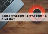 商城类小程序开发费用（小程序开发费用一览表jic华网天下）